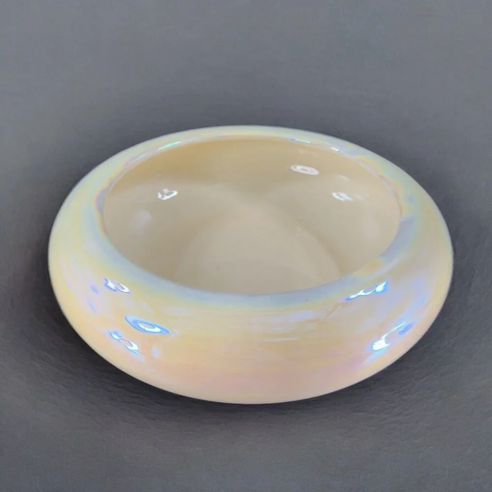 Pier 1 Pottery Planter Bowl Italian Yellow Iridescent Luster Finish Made Italy‎